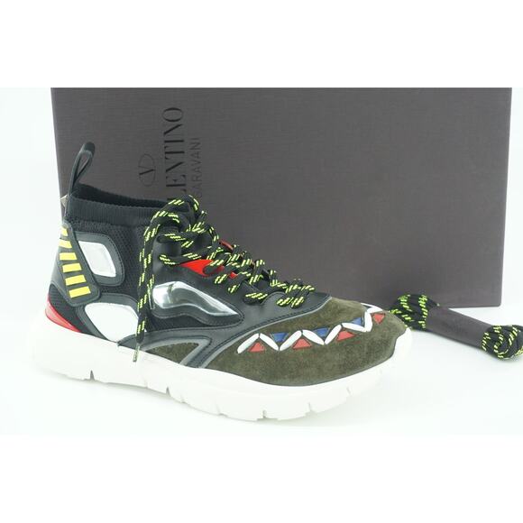 Valentino Mens Heros Reflex Sneaker Logo Sz 43.5 10.5US Mid top lace up NIB $890